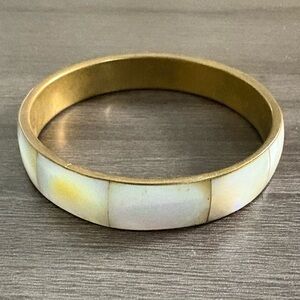 Brass Mother of Pearl Bangle Bracelet